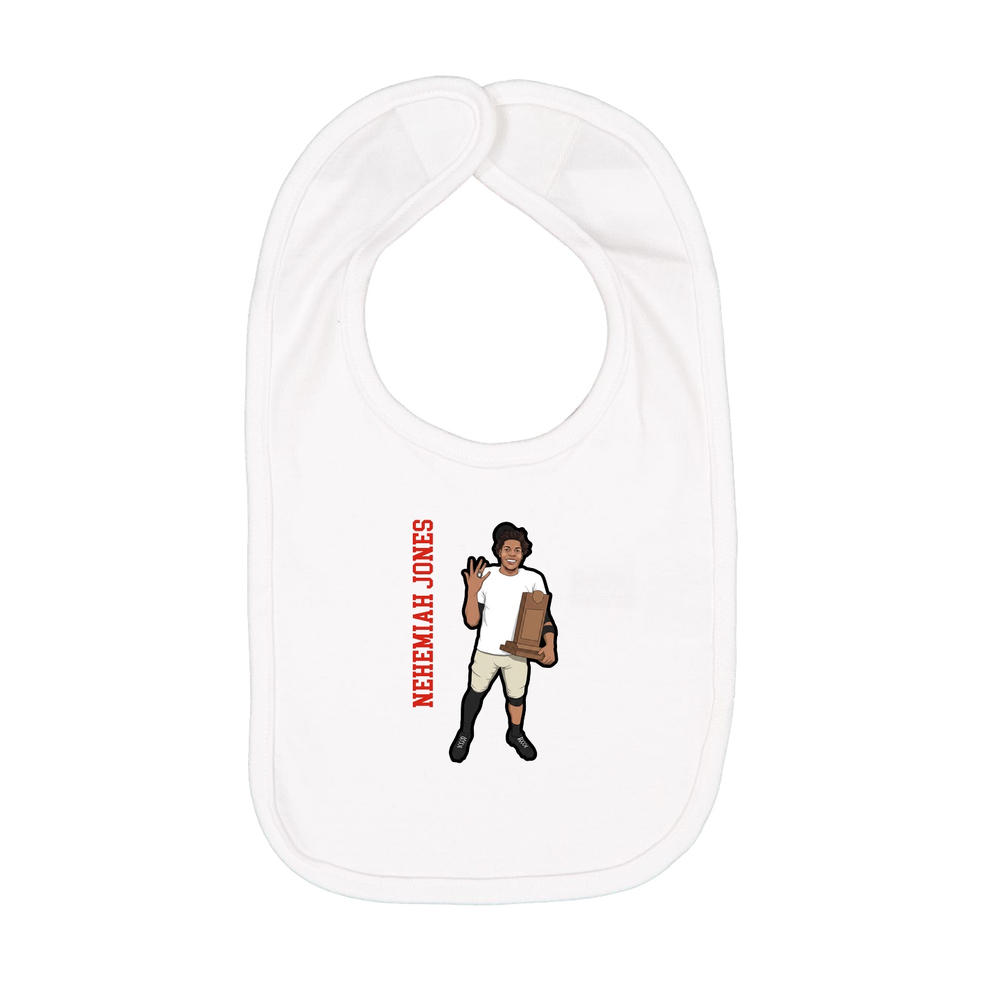 Infant Bib — Name Vertical in White
