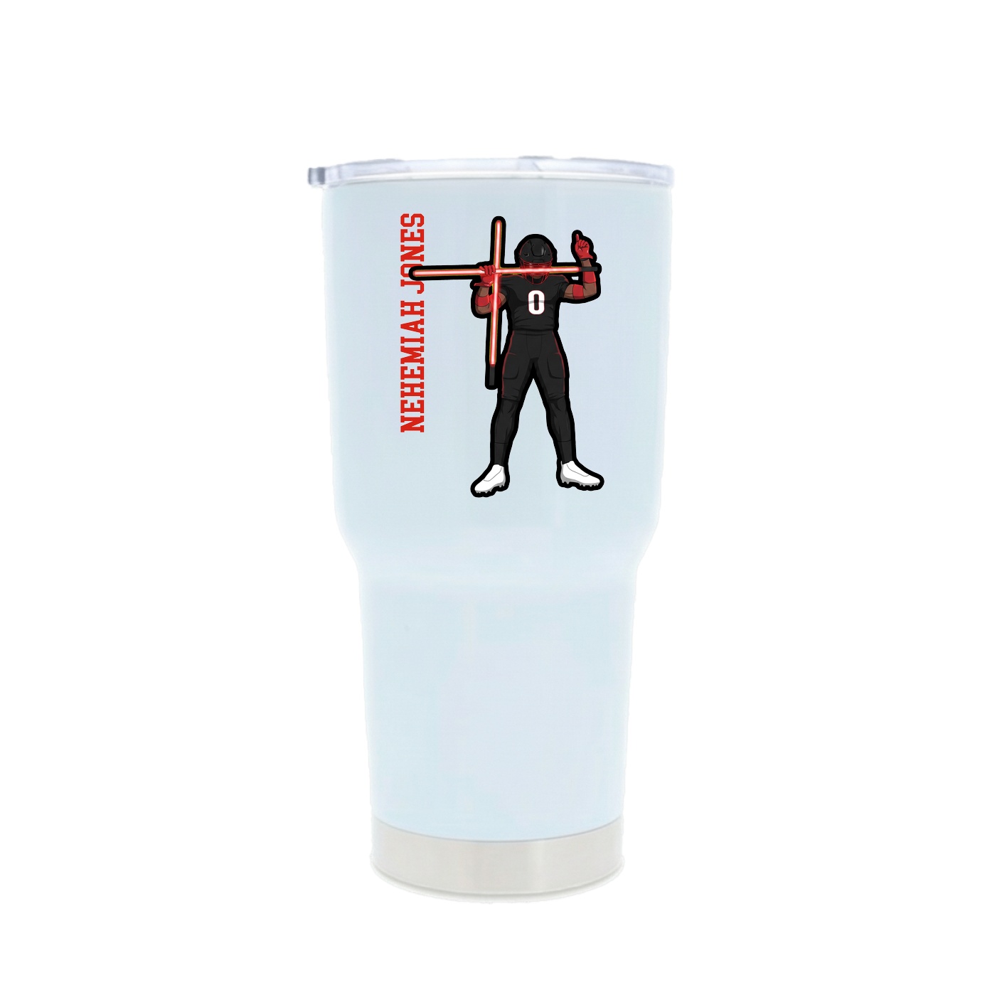 30oz Stainless Steel Tumbler — Name Vertical in White
