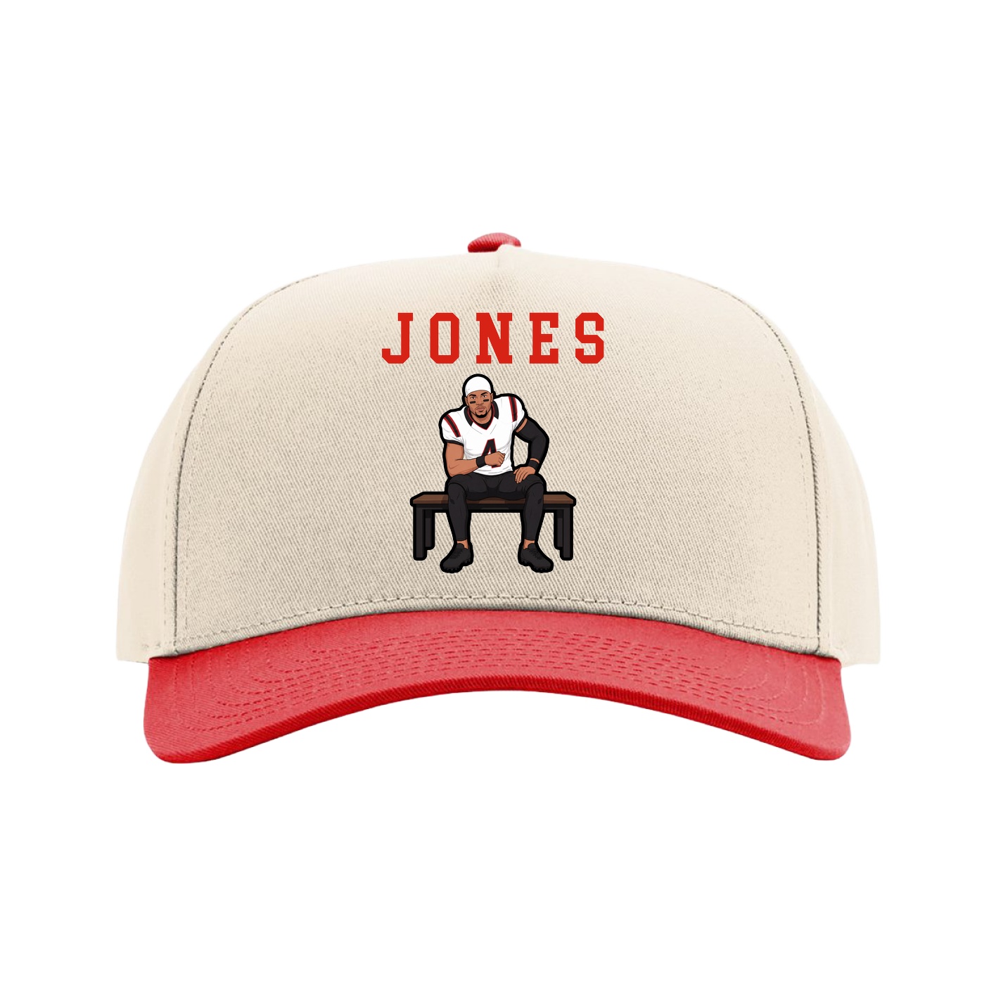 Full Fabric Five-Panel Champ Cap — Shirsey in Cream/Red