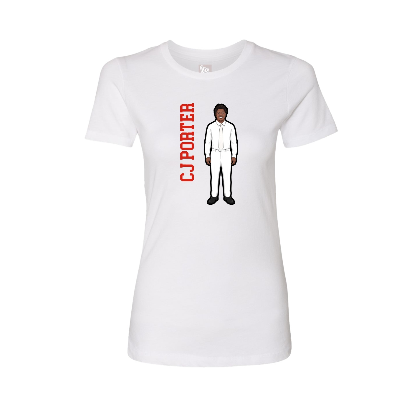 Womens Tee — Name Vertical in White