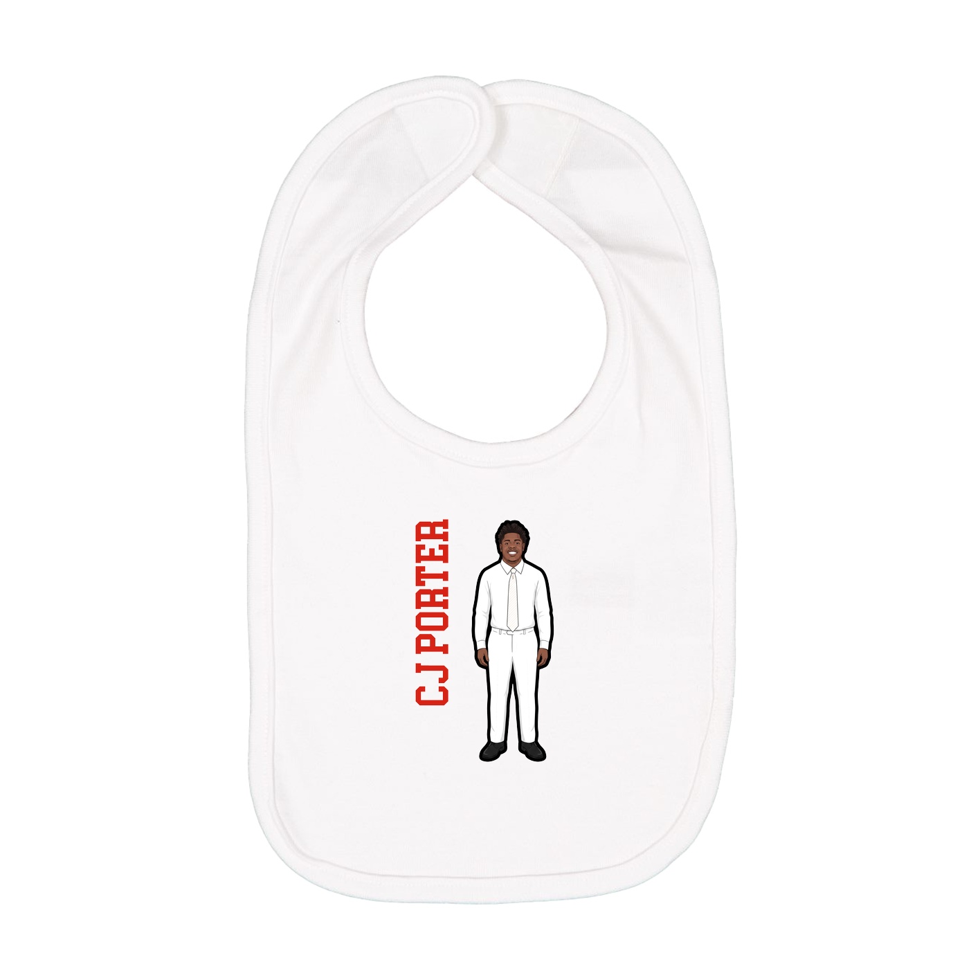 Infant Bib — Name Vertical in White