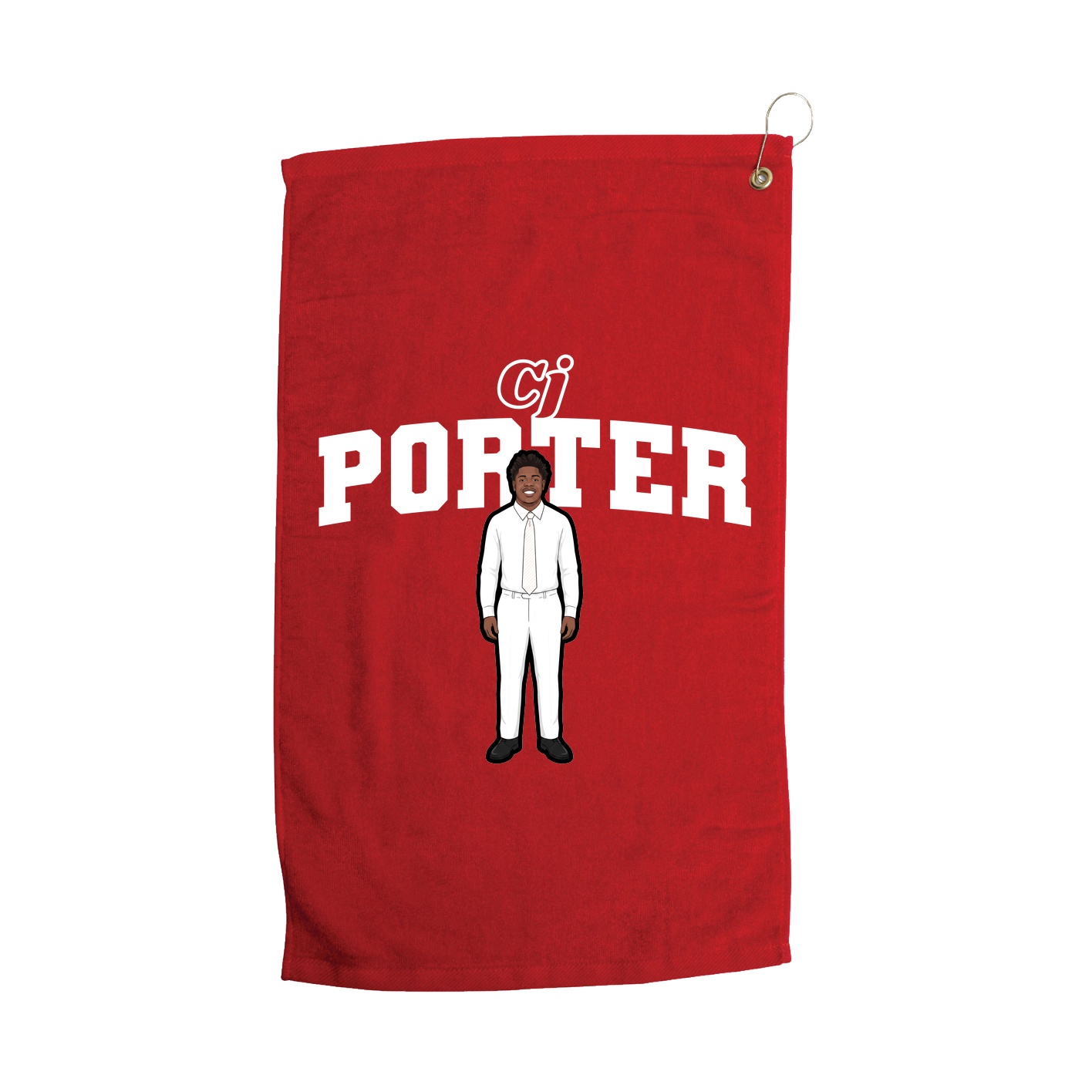 Golf Towel — Name Arch in Red