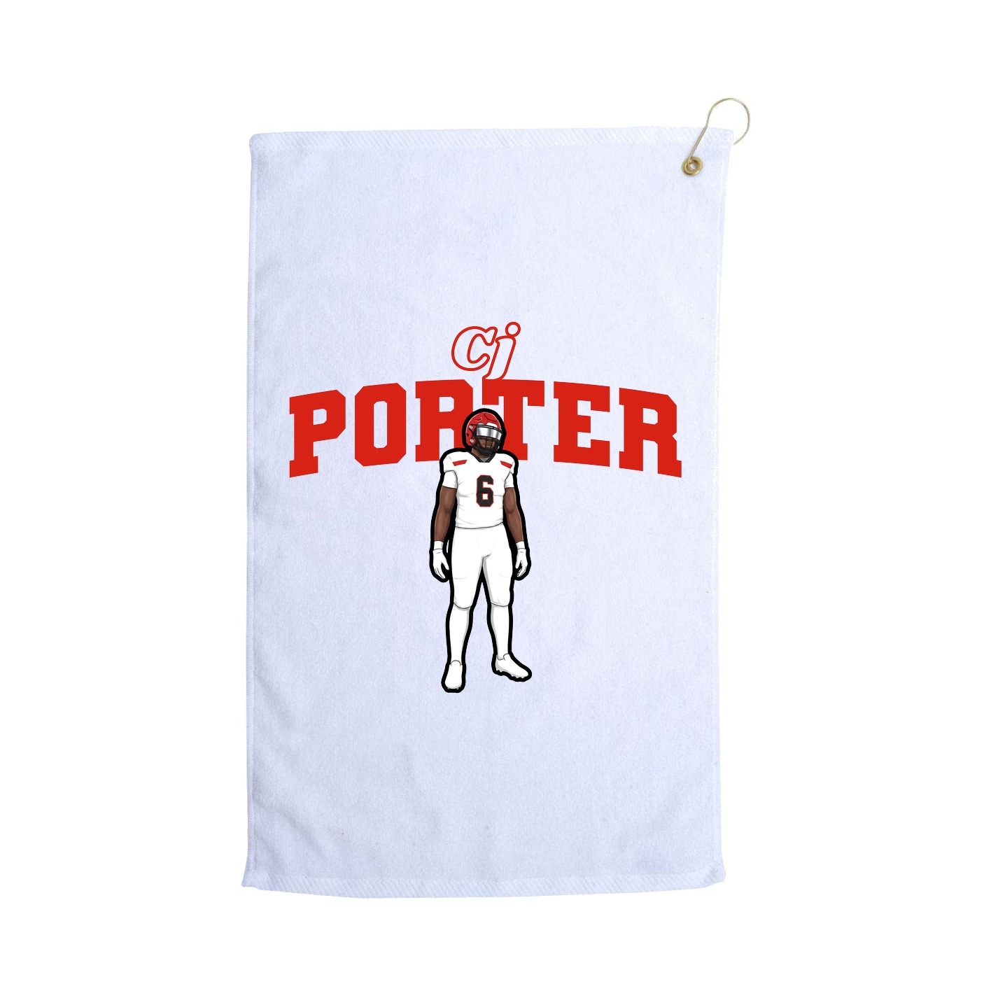 Golf Towel — Name Arch in White
