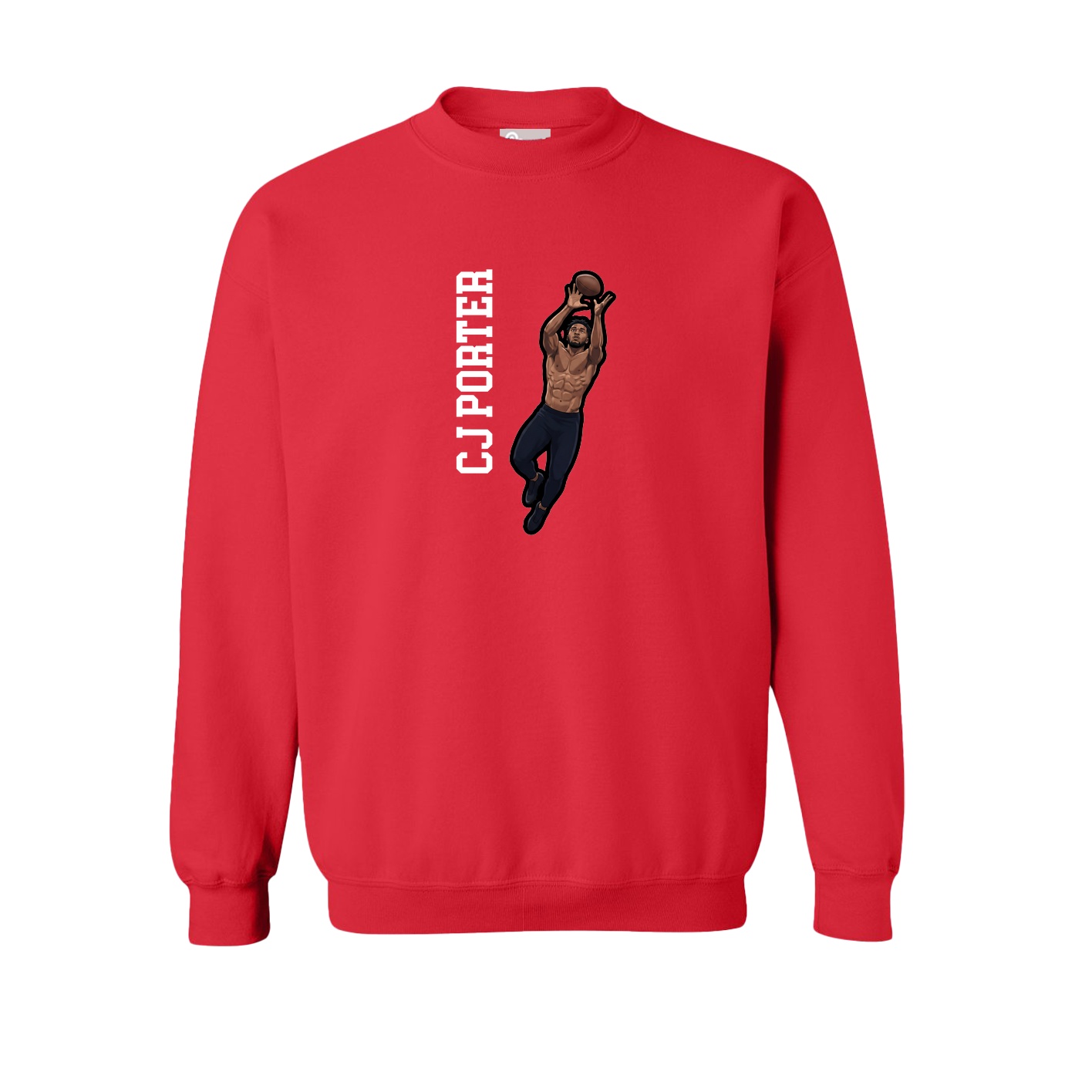 Fleece Crew — Name Vertical in Red