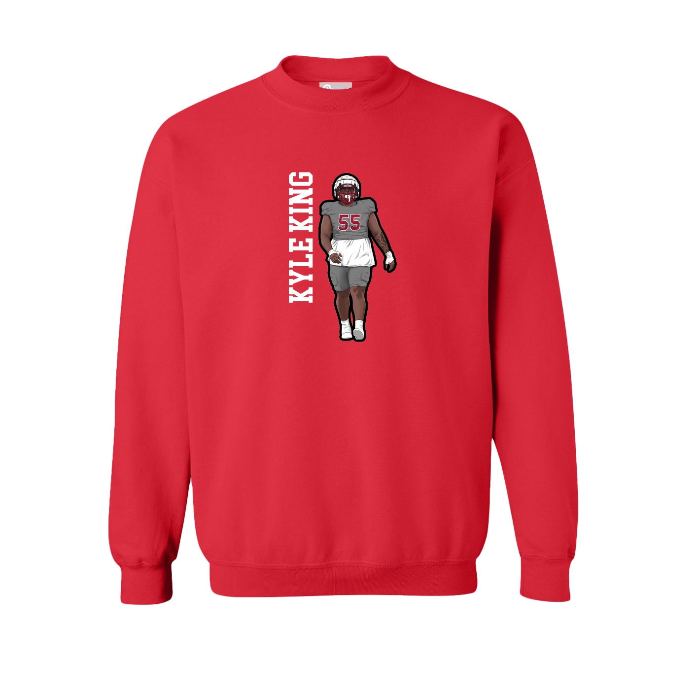 Fleece Crew — Name Vertical in Red