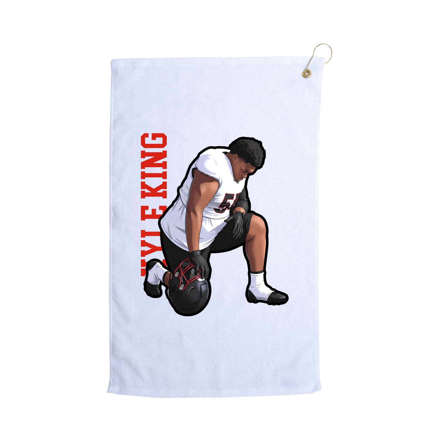 Golf Towel — Name Vertical in White
