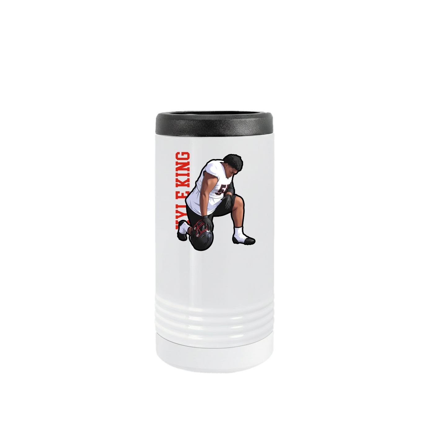 Slim Beverage Holder — Name Vertical in White