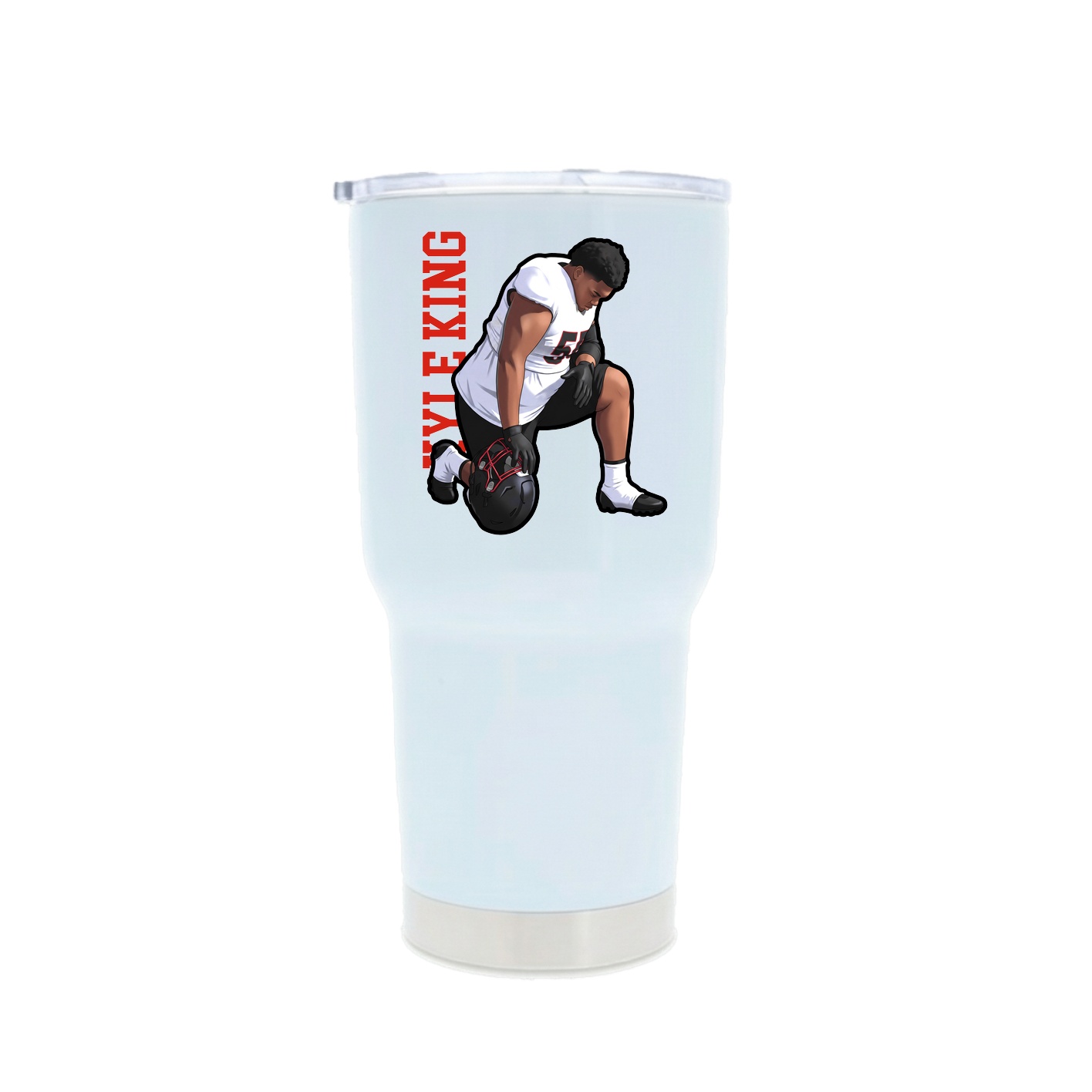 30oz Stainless Steel Tumbler — Name Vertical in White