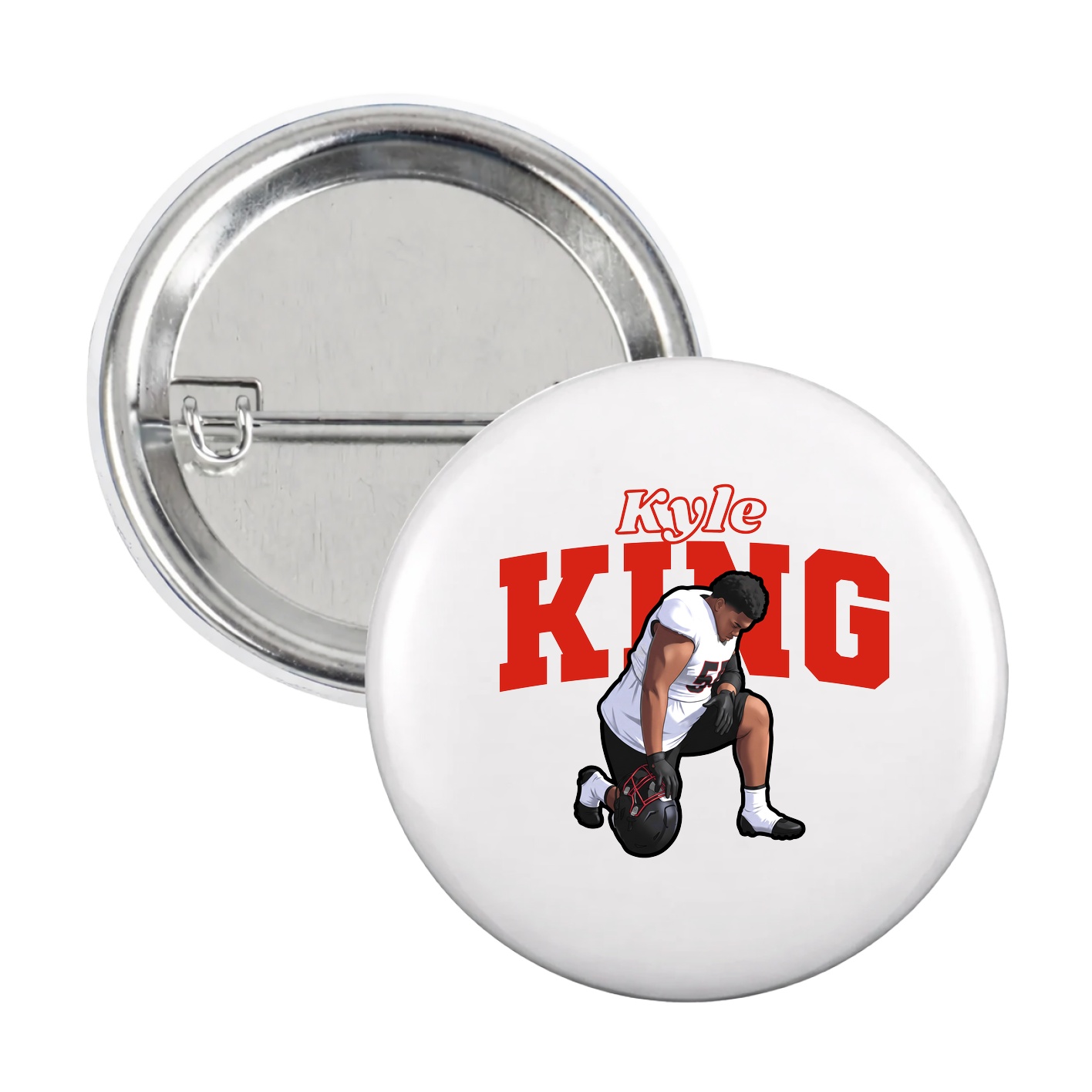 Game Day Button — Name Arch in White