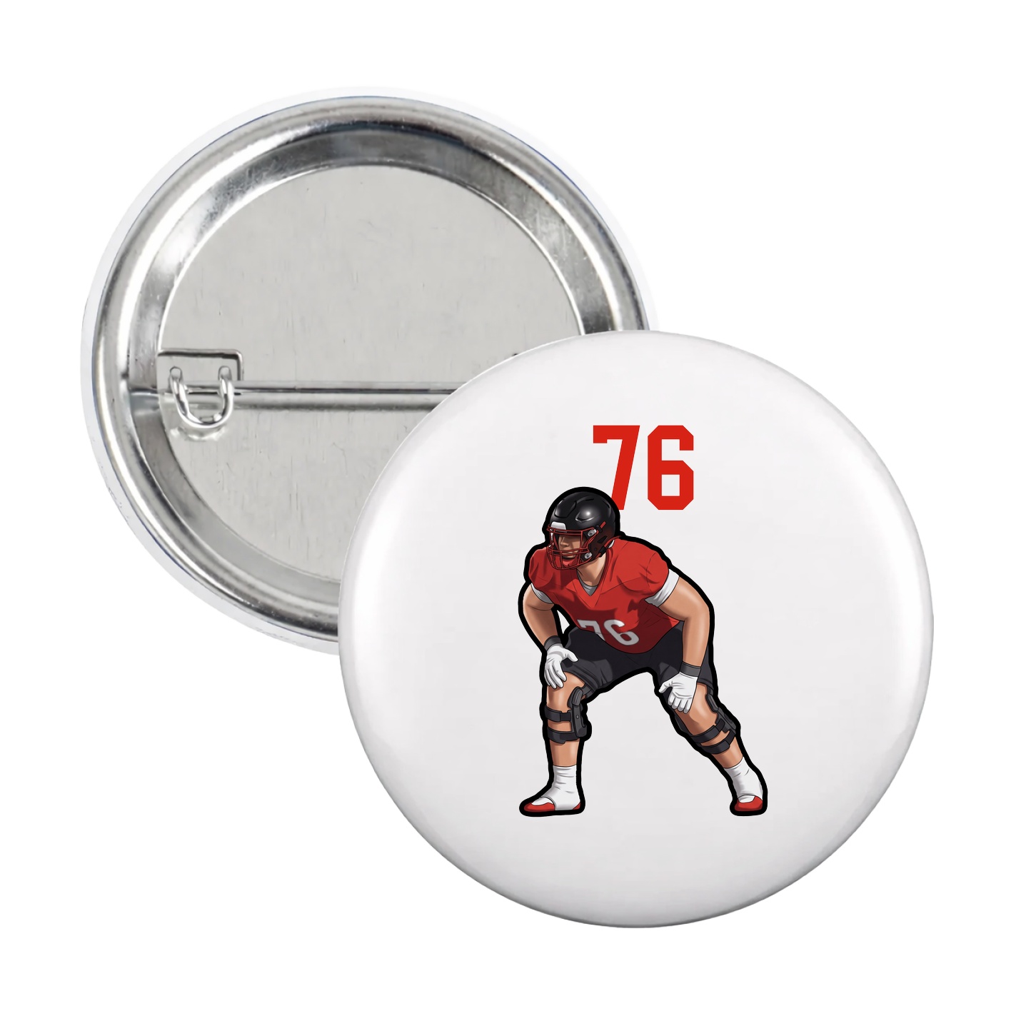 Game Day Button — Number Top in White