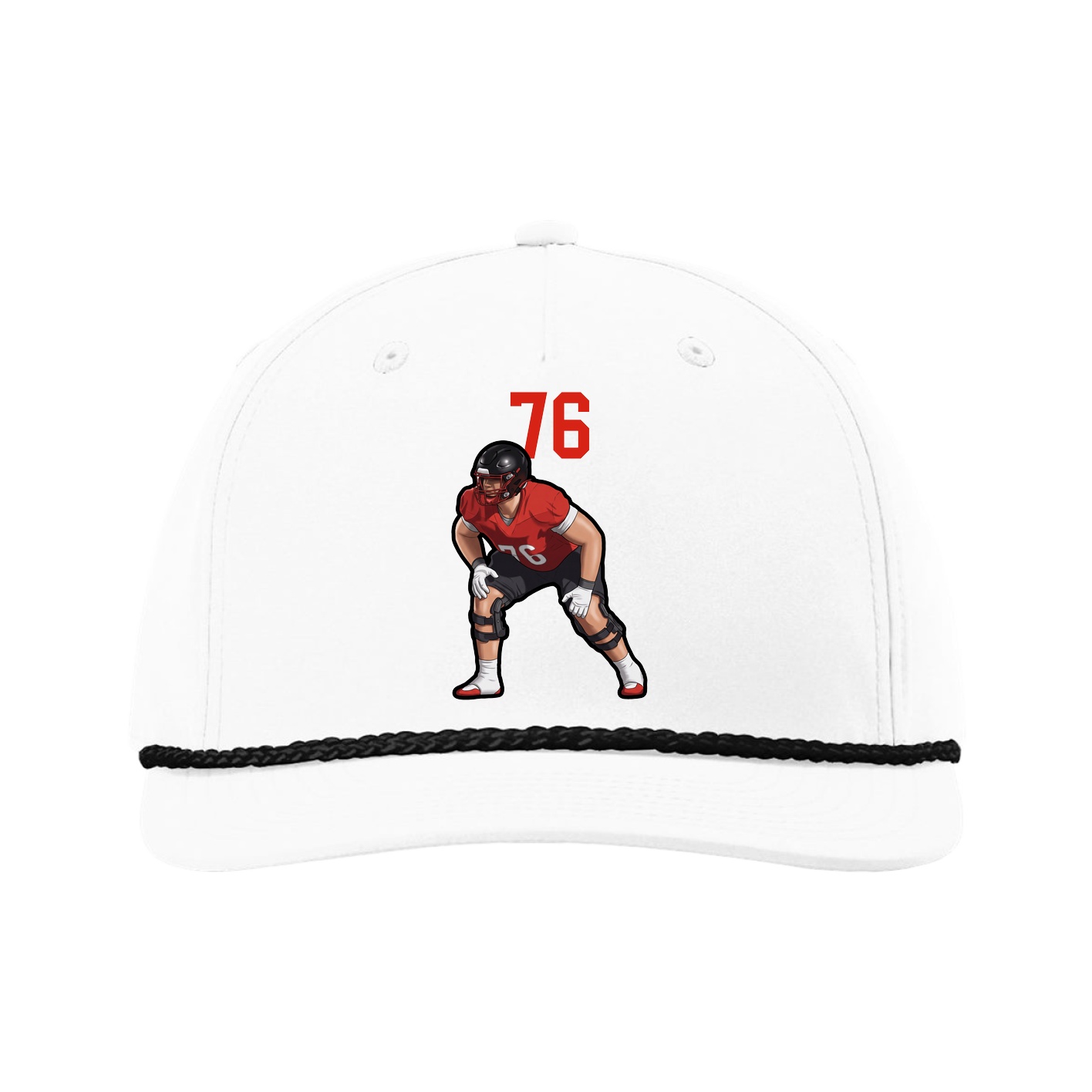 Five-Panel Classic Rope Cap — Number Top in White