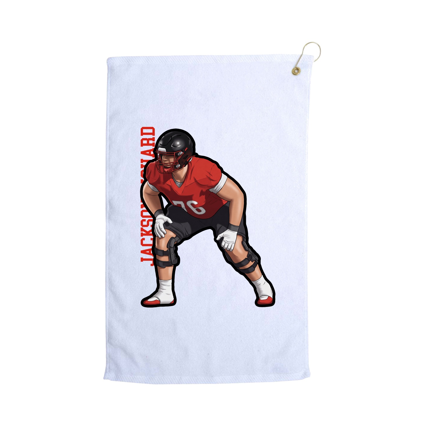 Golf Towel — Name Vertical in White
