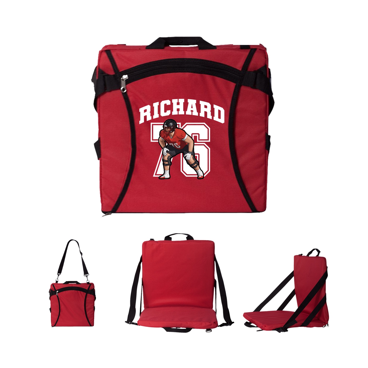 Folding Stadium Seat — Number in Red