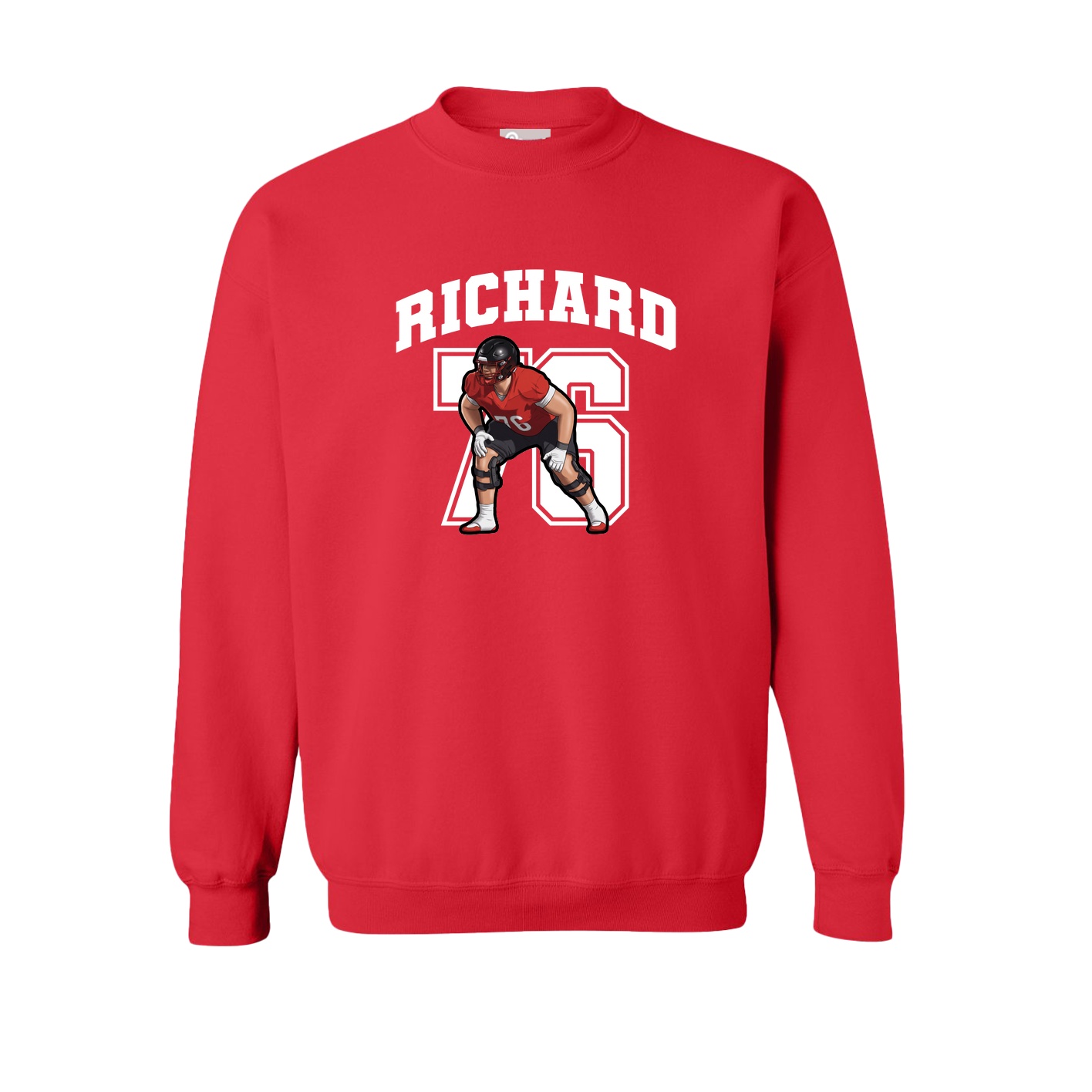 Fleece Crew — Number in Red