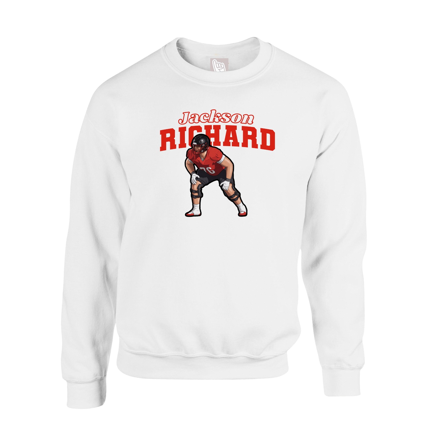 Fleece Crew — Name Arch in White