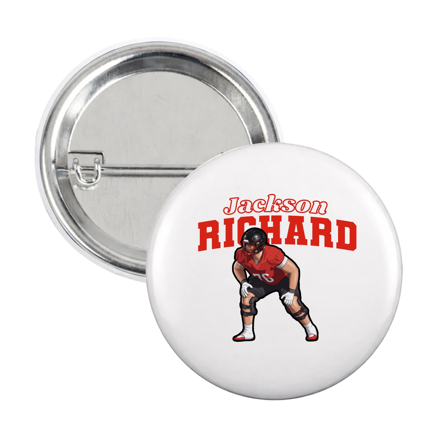 Game Day Button — Name Arch in White