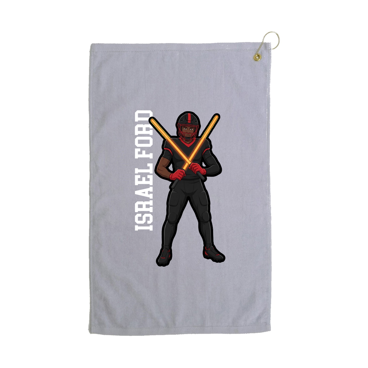 Golf Towel — Name Vertical in Grey