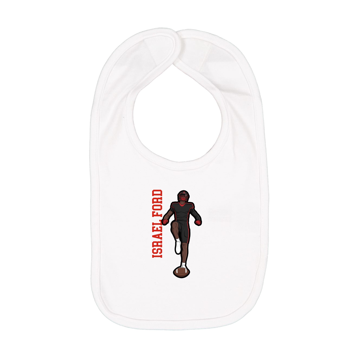Infant Bib — Name Vertical in White
