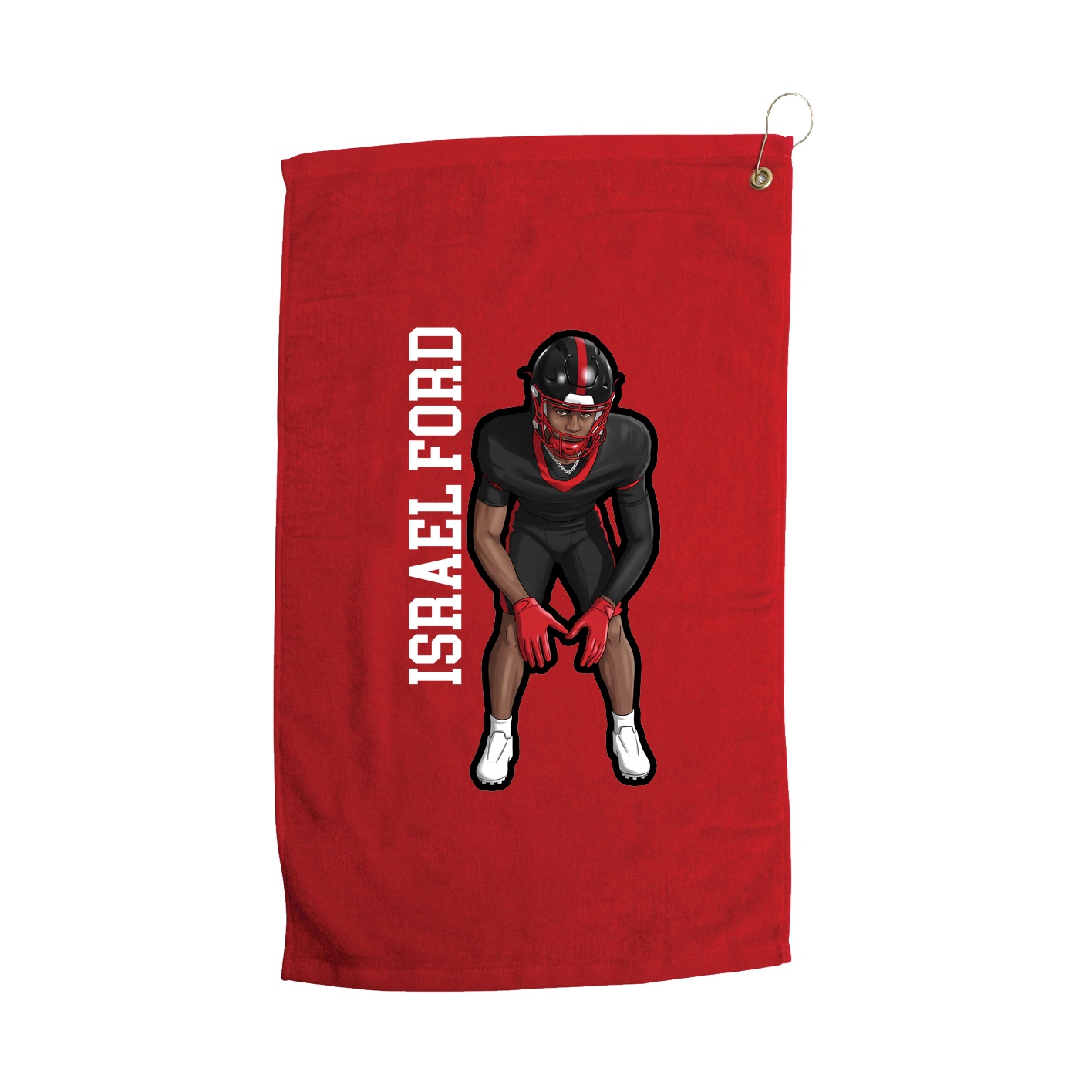 Golf Towel — Name Vertical in Red