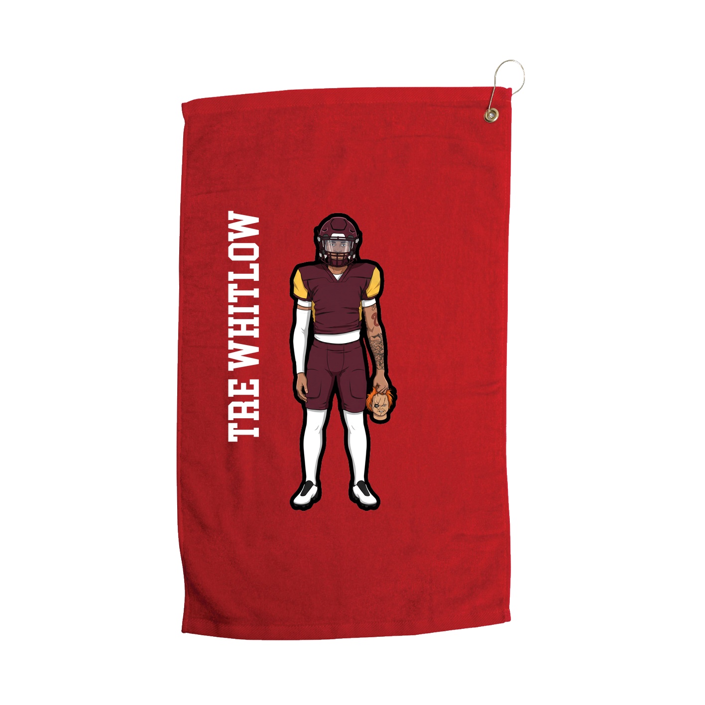 Golf Towel — Name Vertical in Red