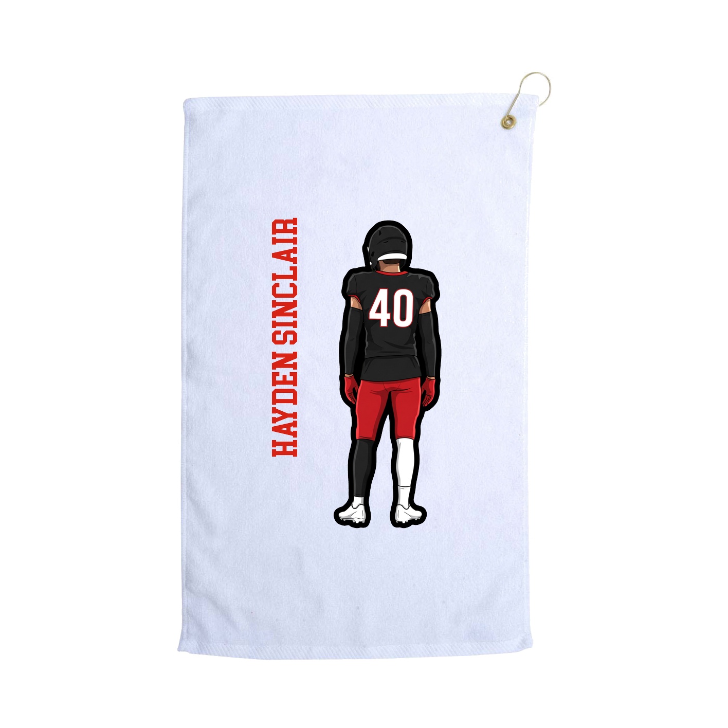 Golf Towel — Name Vertical in White