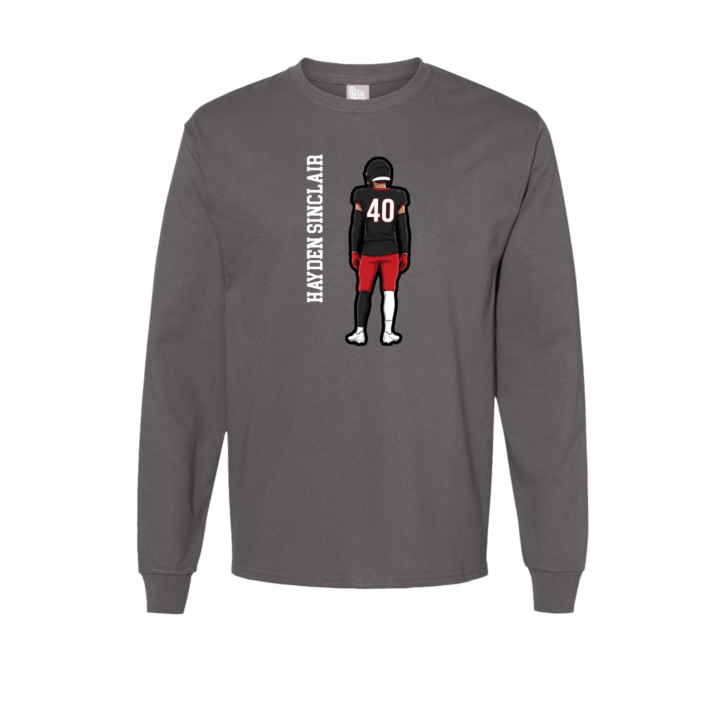 Long Sleeve Tee — Name Vertical in Grey