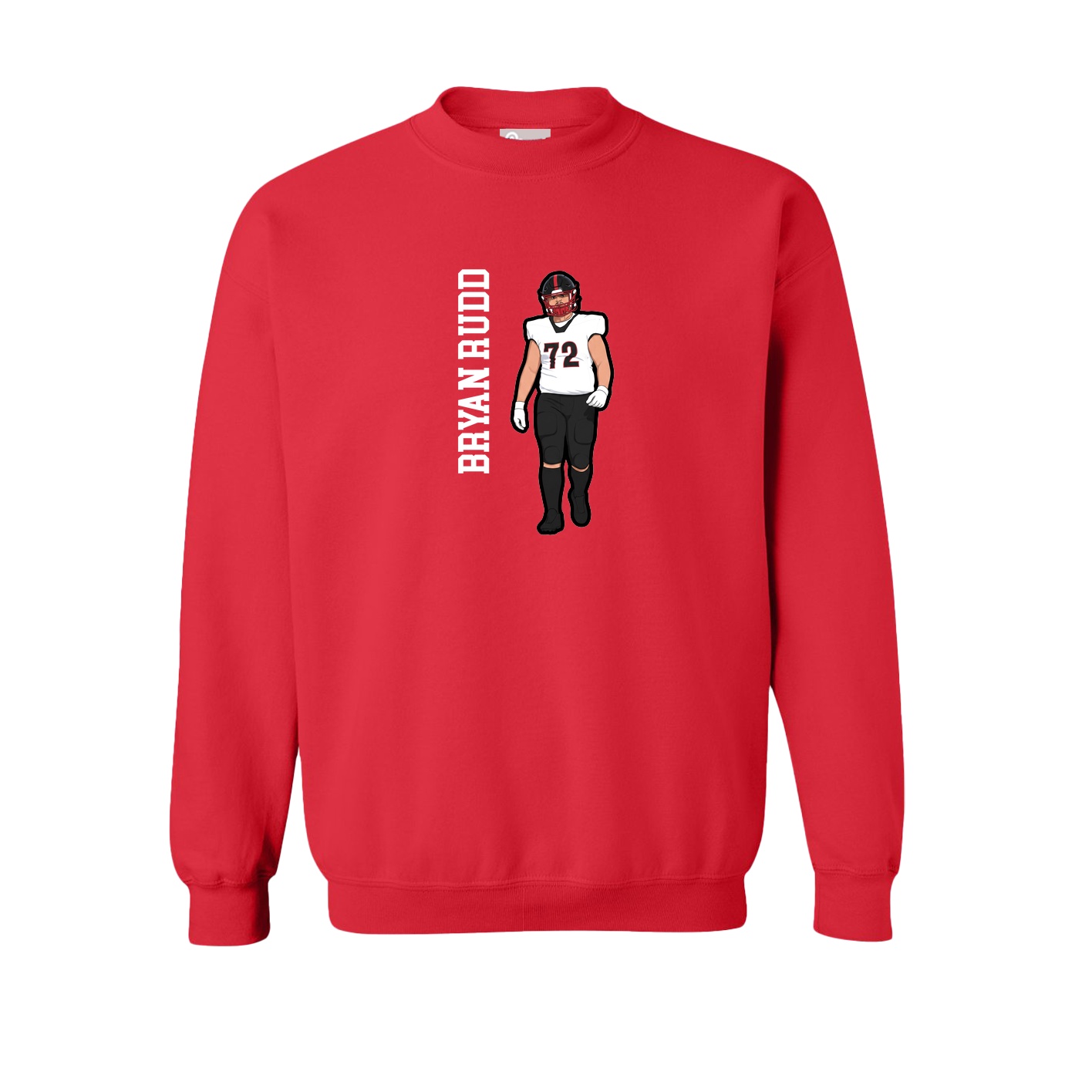 Fleece Crew — Name Vertical in Red