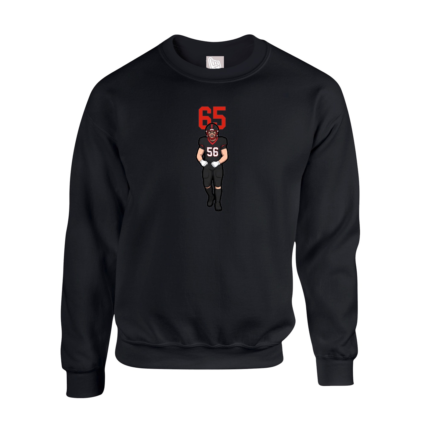 Fleece Crew — Number Top in Black