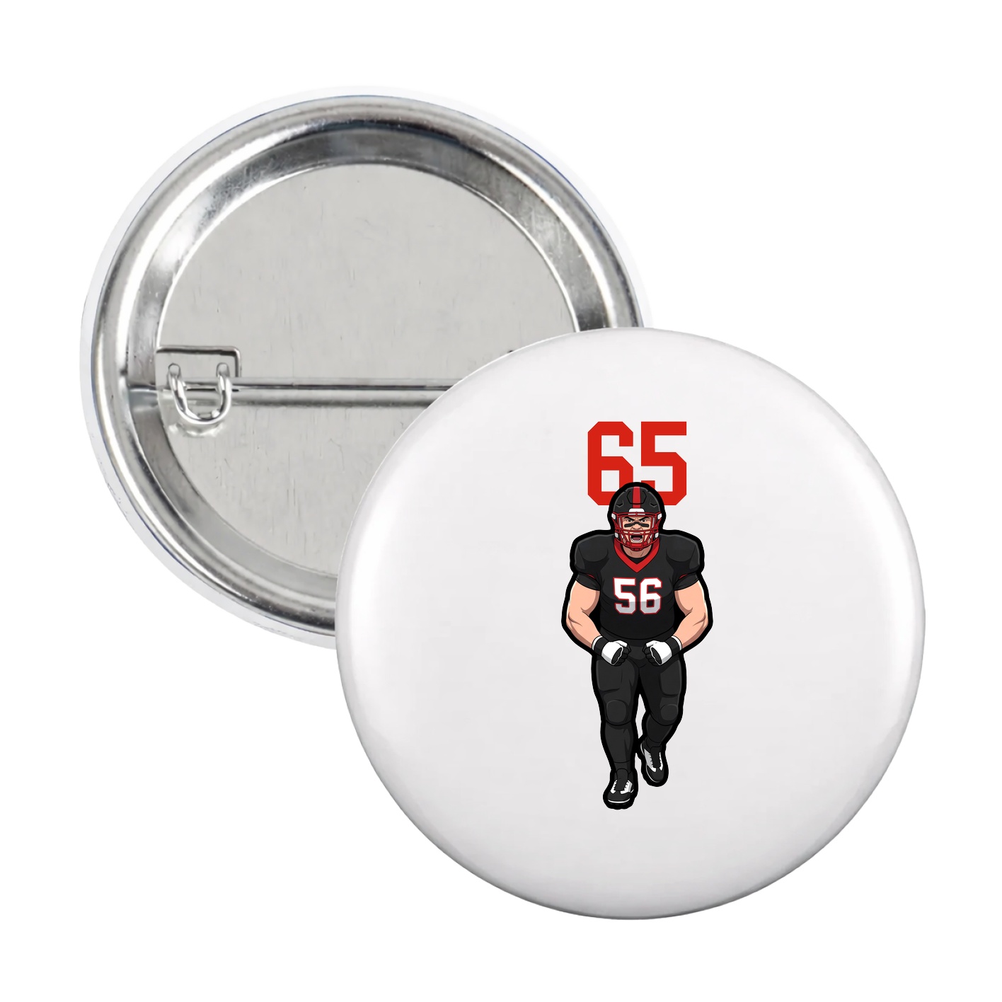 Game Day Button — Number Top in White