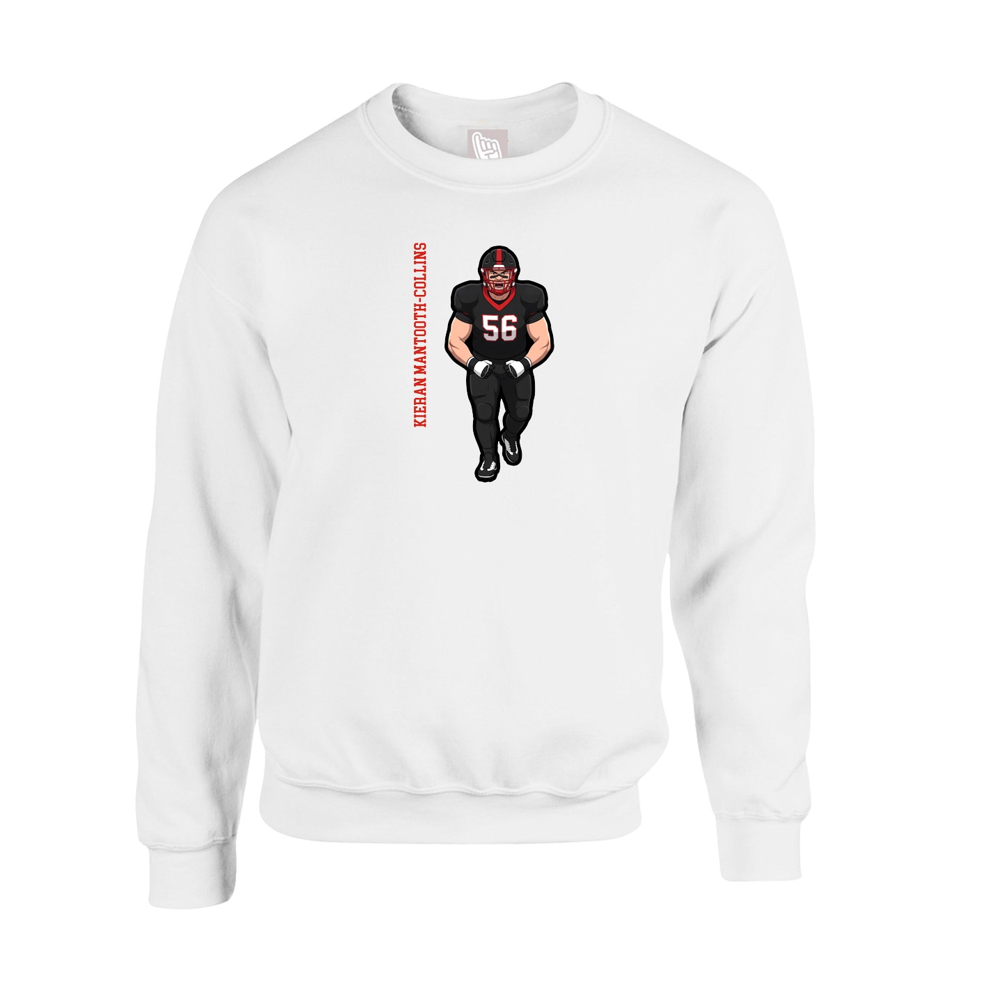 Fleece Crew — Name Vertical in White