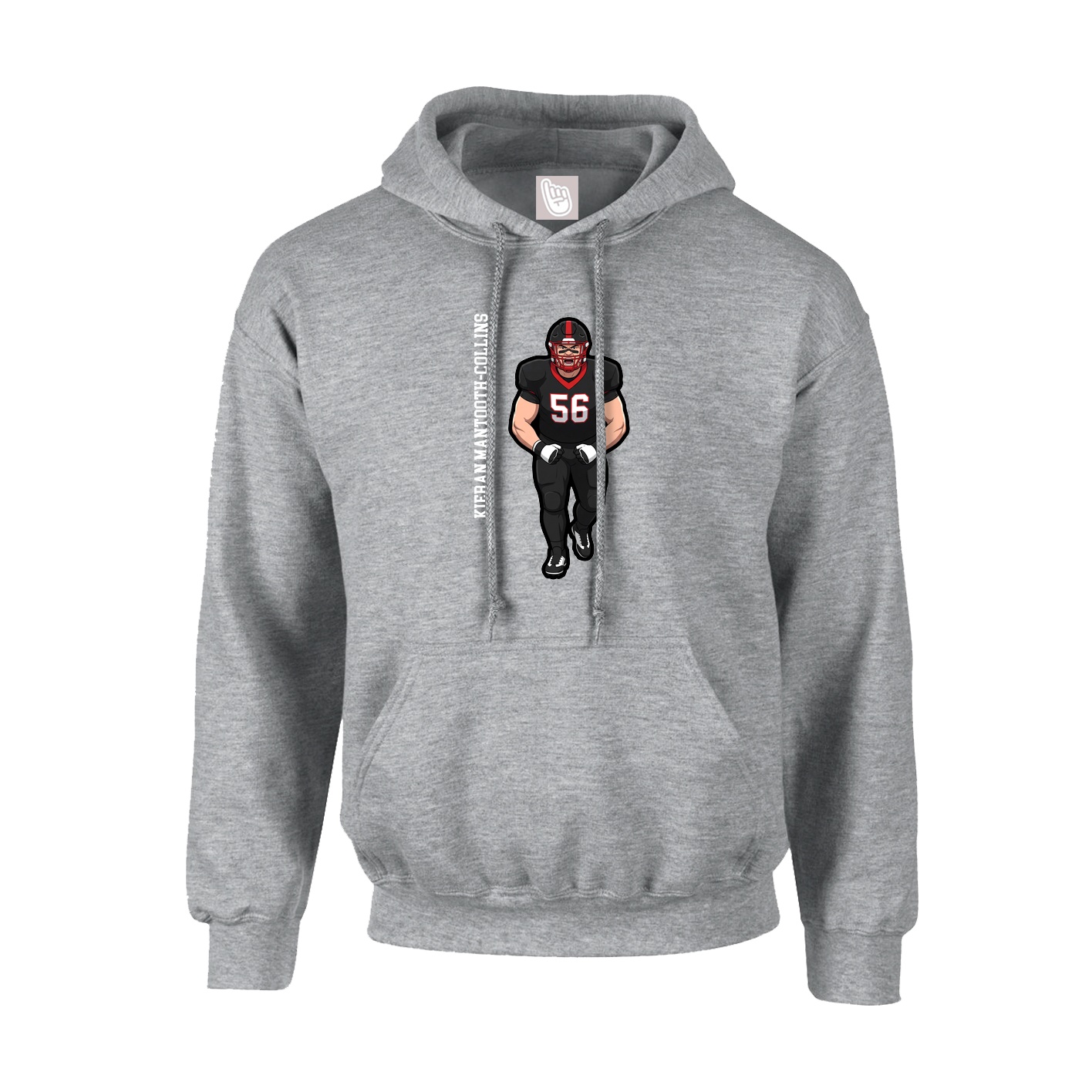 Youth Hoodie — Name Vertical in Grey