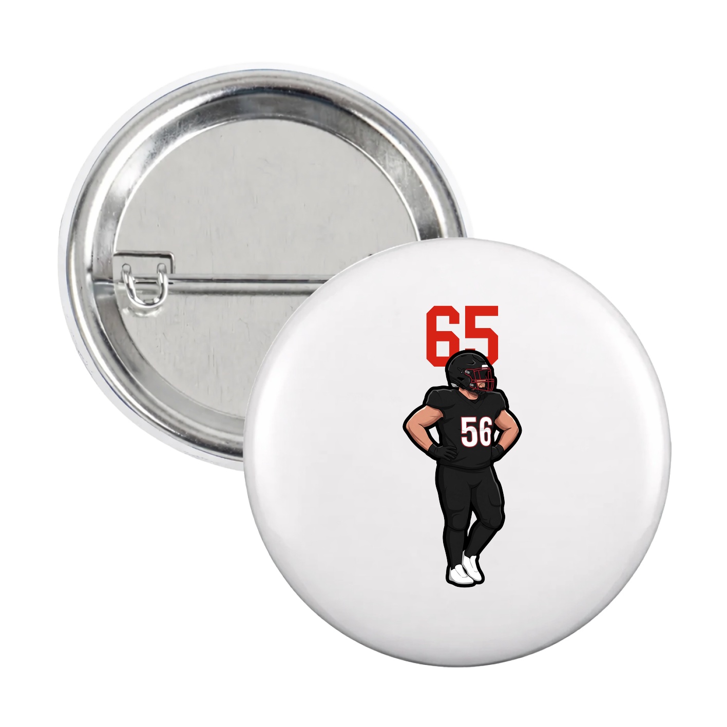 Game Day Button — Number Top in White