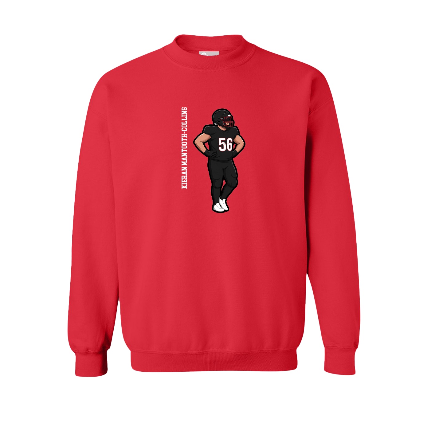 Fleece Crew — Name Vertical in Red