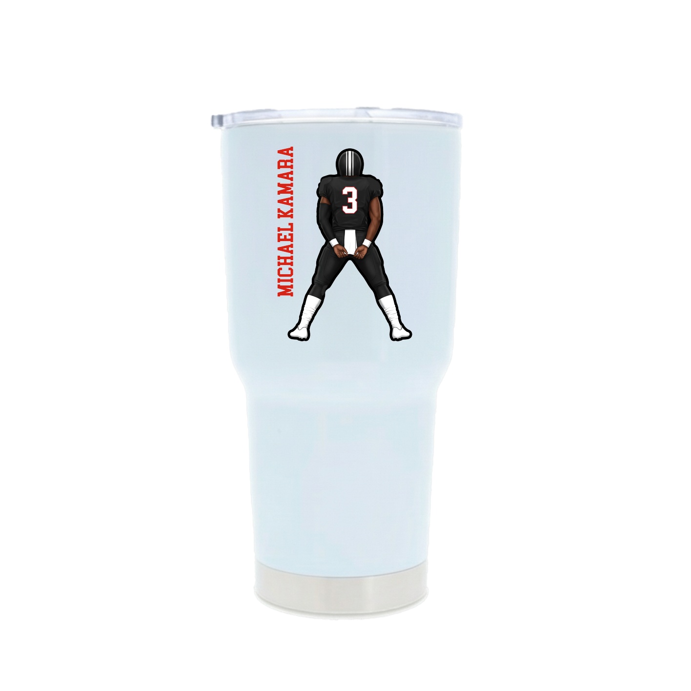 30oz Stainless Steel Tumbler — Name Vertical in White