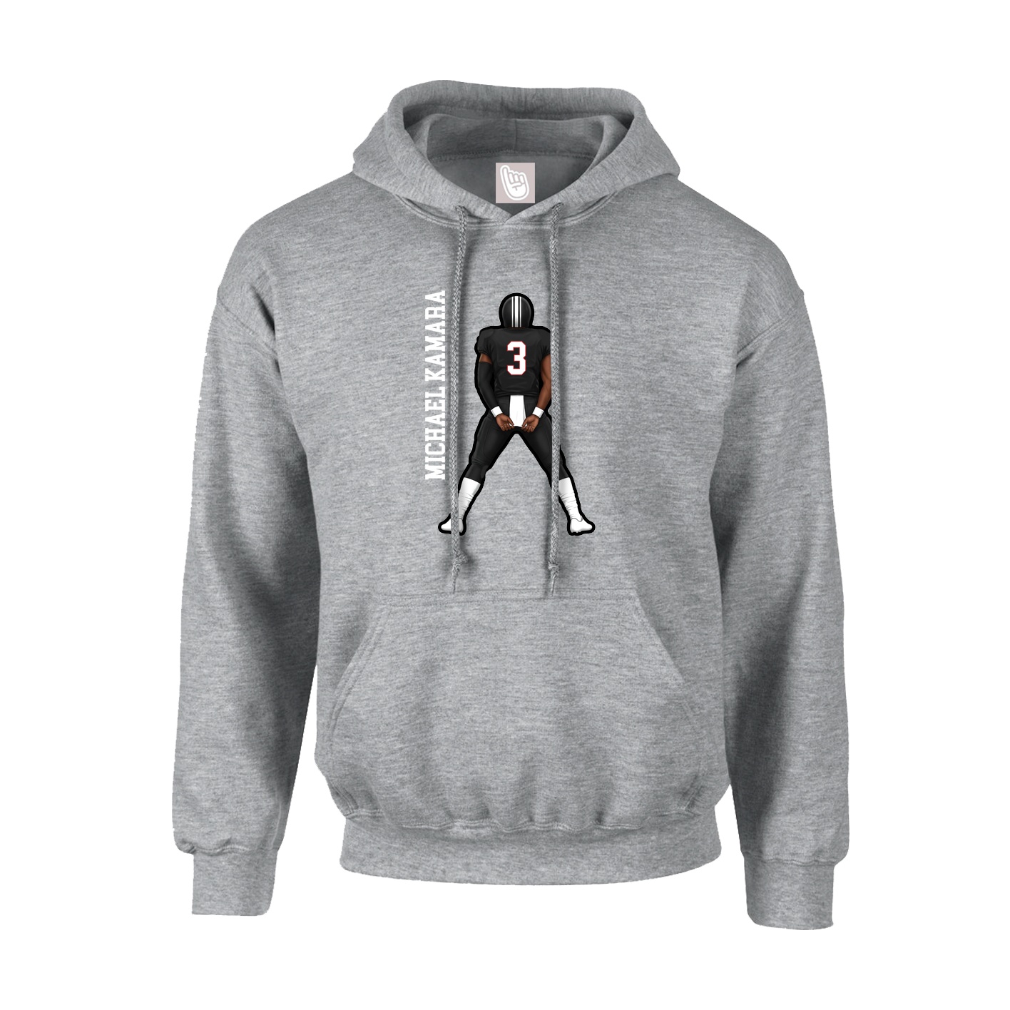 Hoodie — Name Vertical in Grey