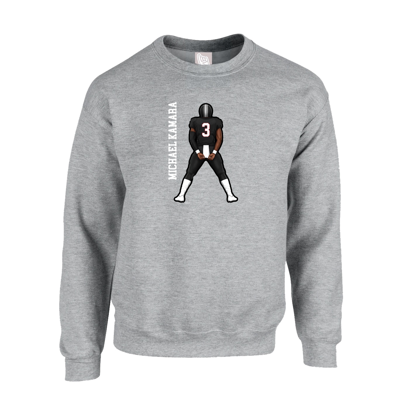 Fleece Crew — Name Vertical in Grey