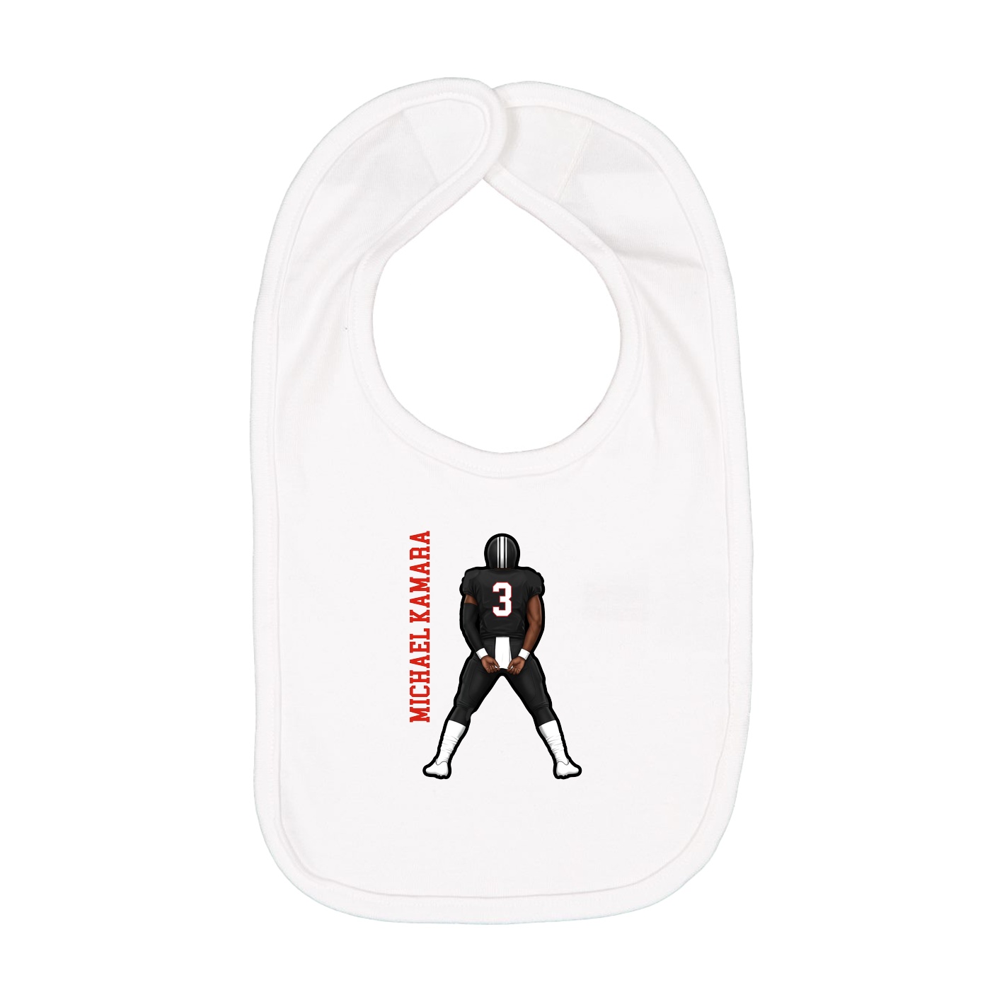 Infant Bib — Name Vertical in White
