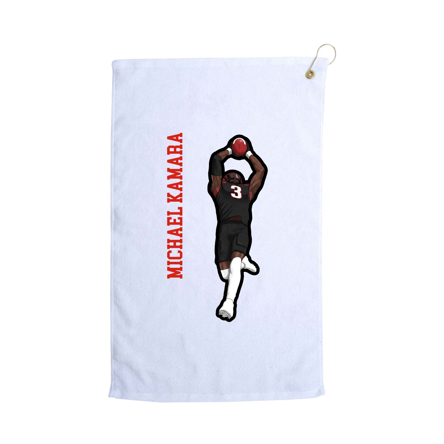 Golf Towel — Name Vertical in White