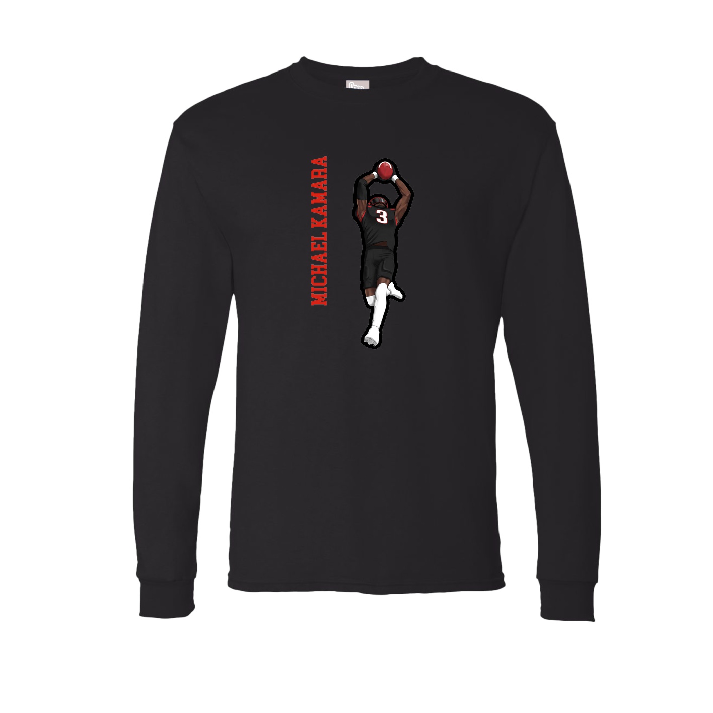 Long Sleeve Tee — Name Vertical in Black