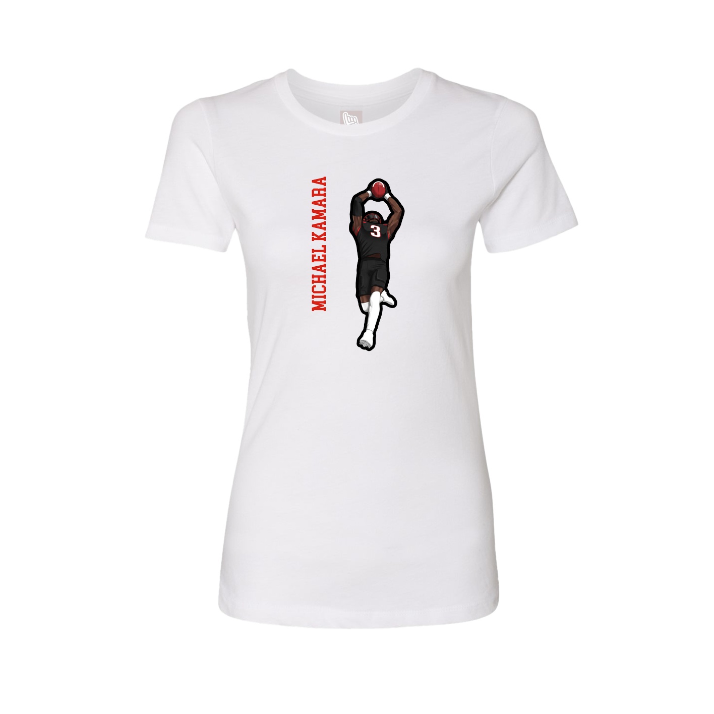 Womens Tee — Name Vertical in White