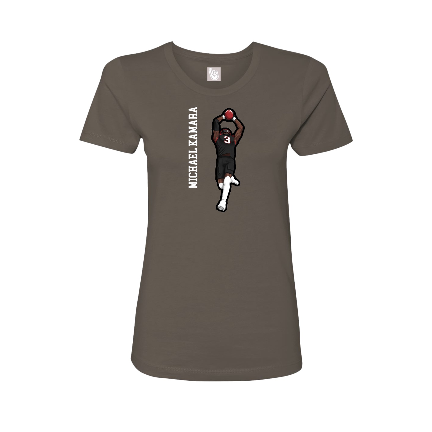 Fitted Women's Tee — Name Vertical in Grey