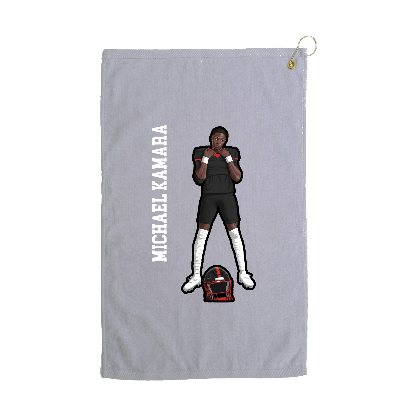 Golf Towel — Name Vertical in Grey