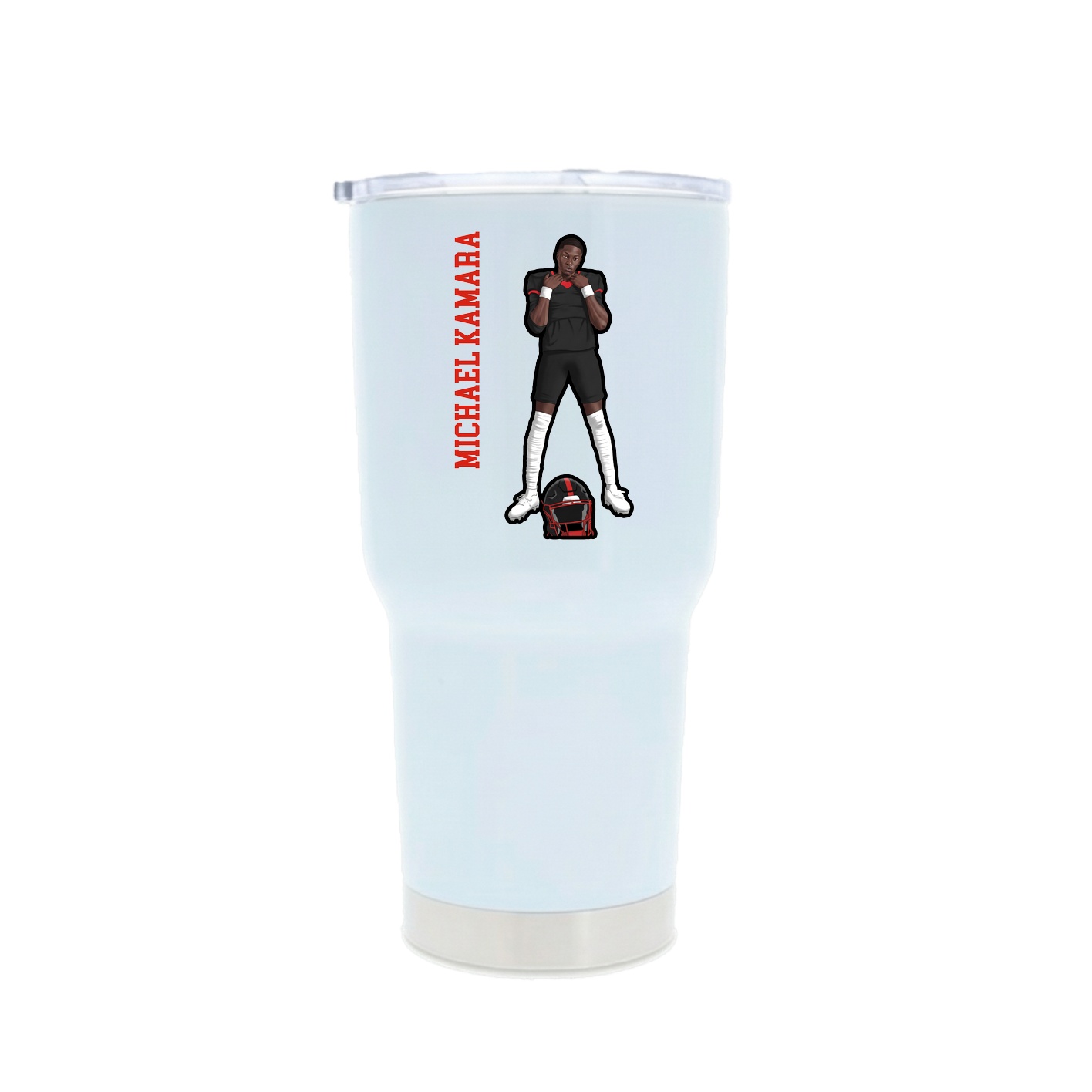 30oz Stainless Steel Tumbler — Name Vertical in White