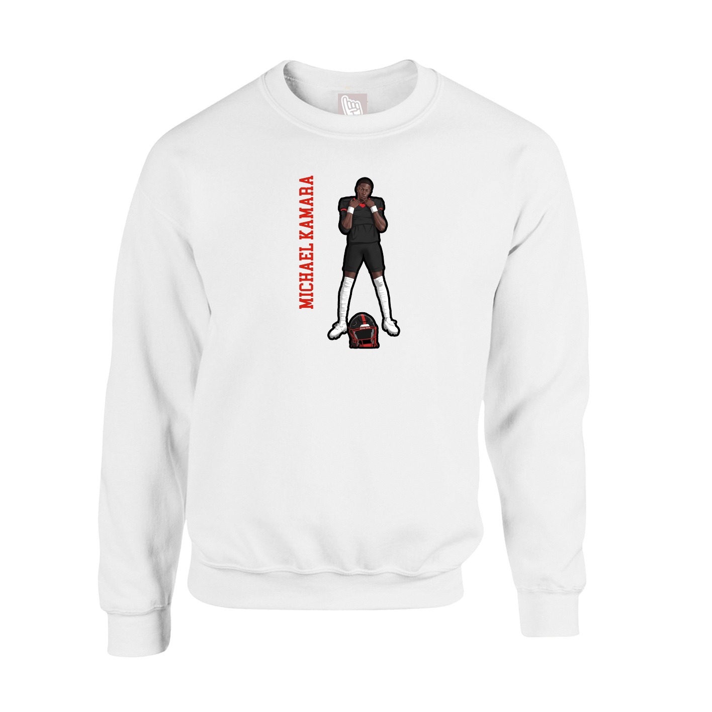 Fleece Crew — Name Vertical in White