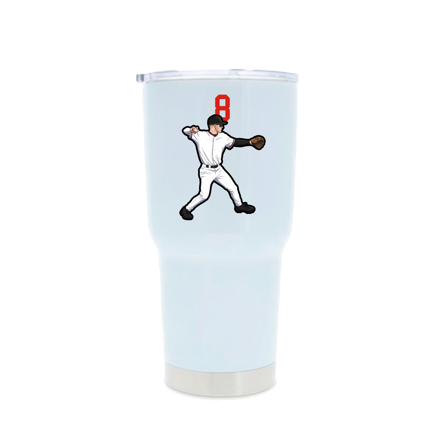 30oz Stainless Steel Tumbler — Number Top in White