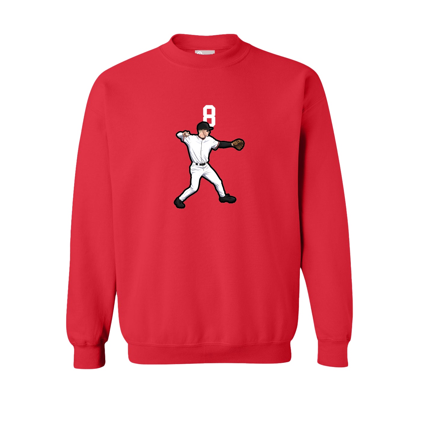 Fleece Crew — Number Top in Red