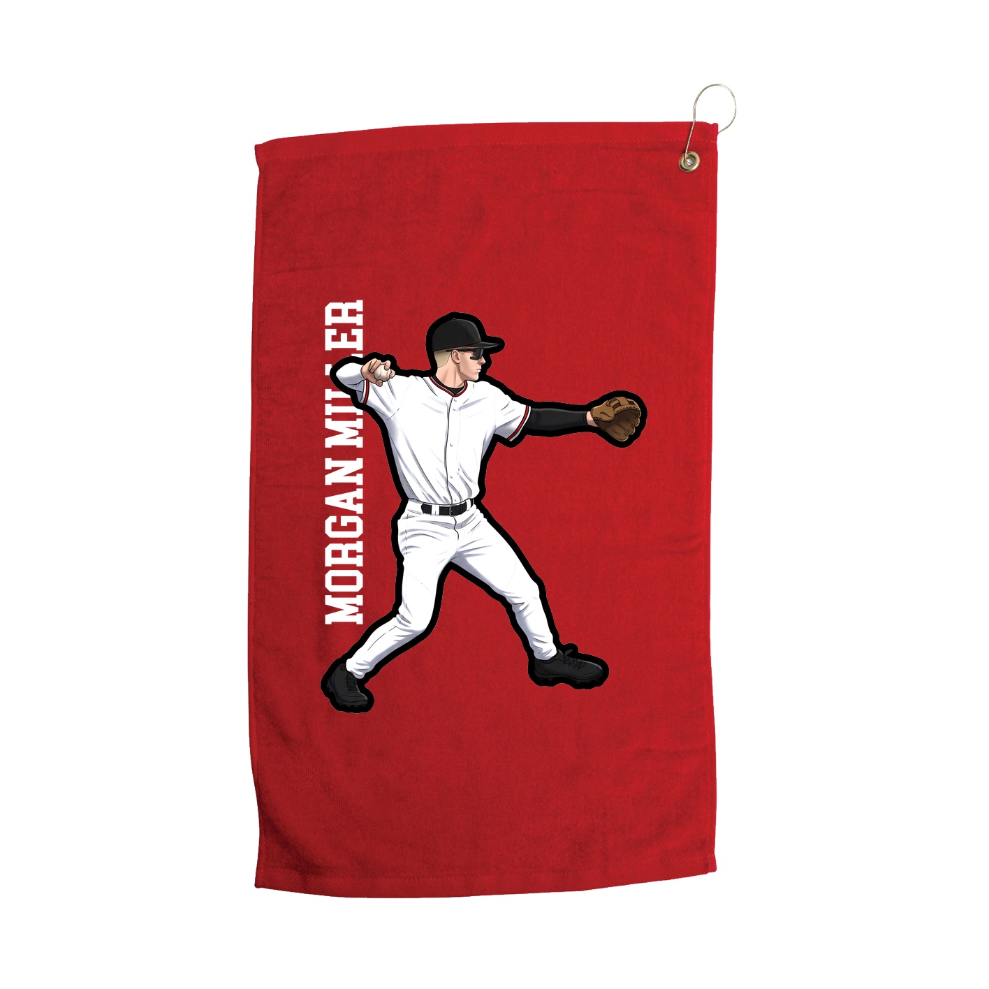 Golf Towel — Name Vertical in Red