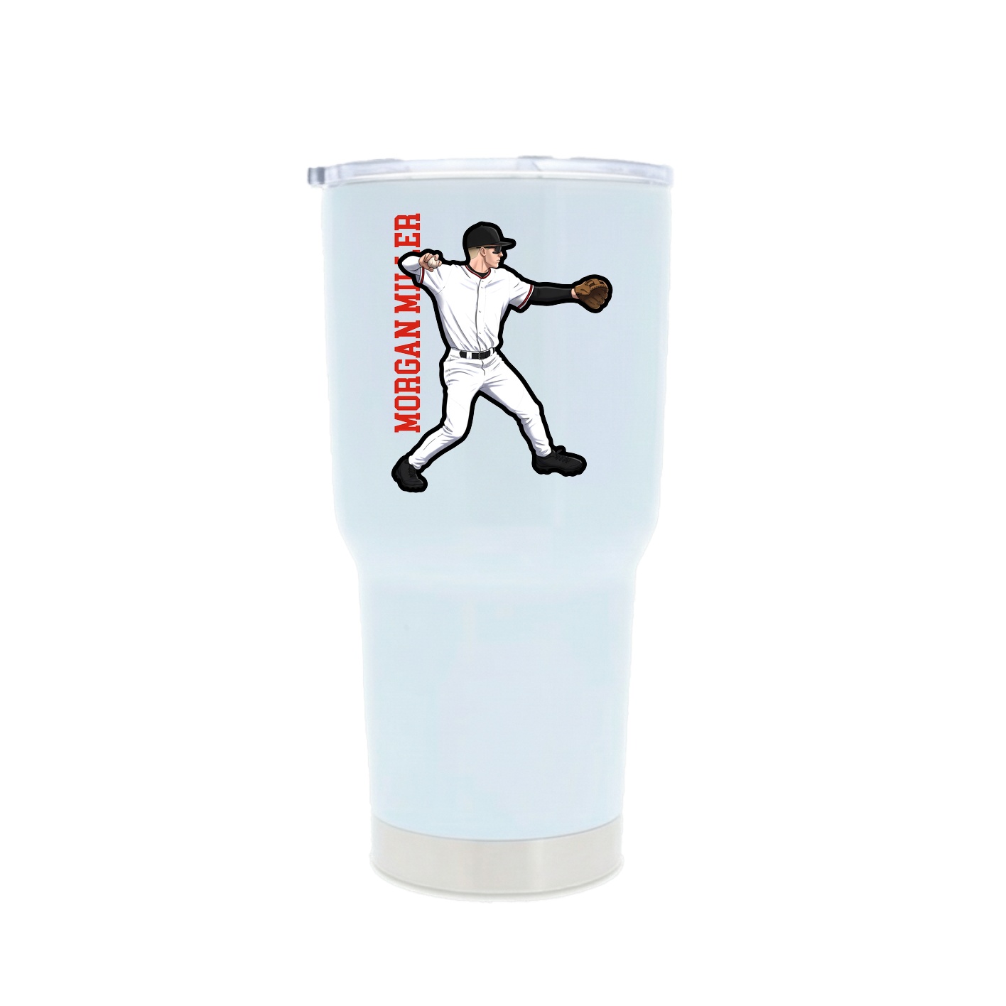 30oz Stainless Steel Tumbler — Name Vertical in White