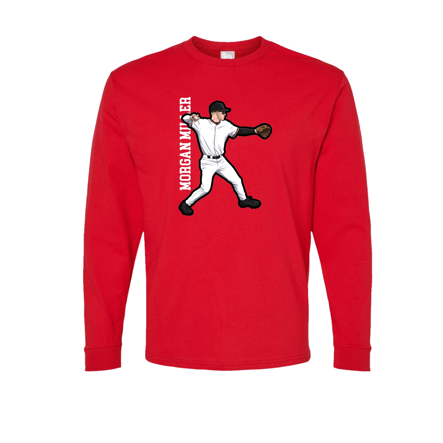 Long Sleeve Tee — Name Vertical in Red