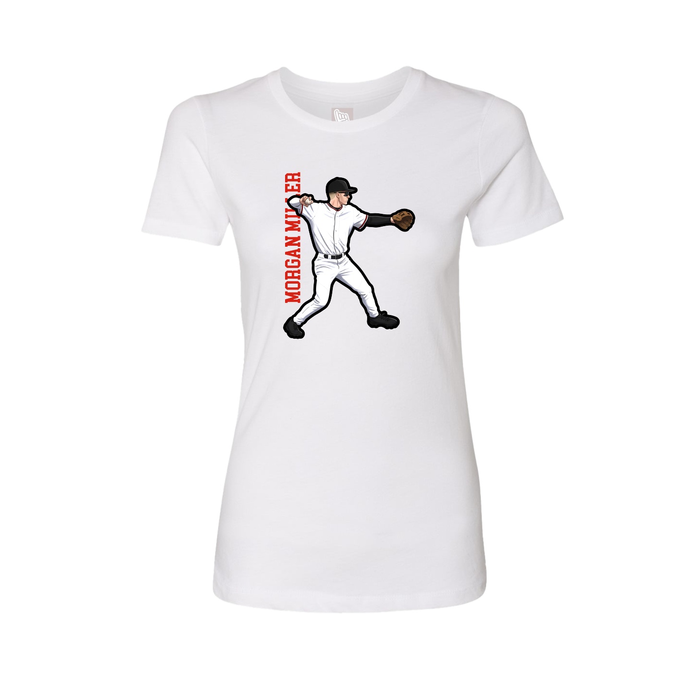 Fitted Women's Tee — Name Vertical in White